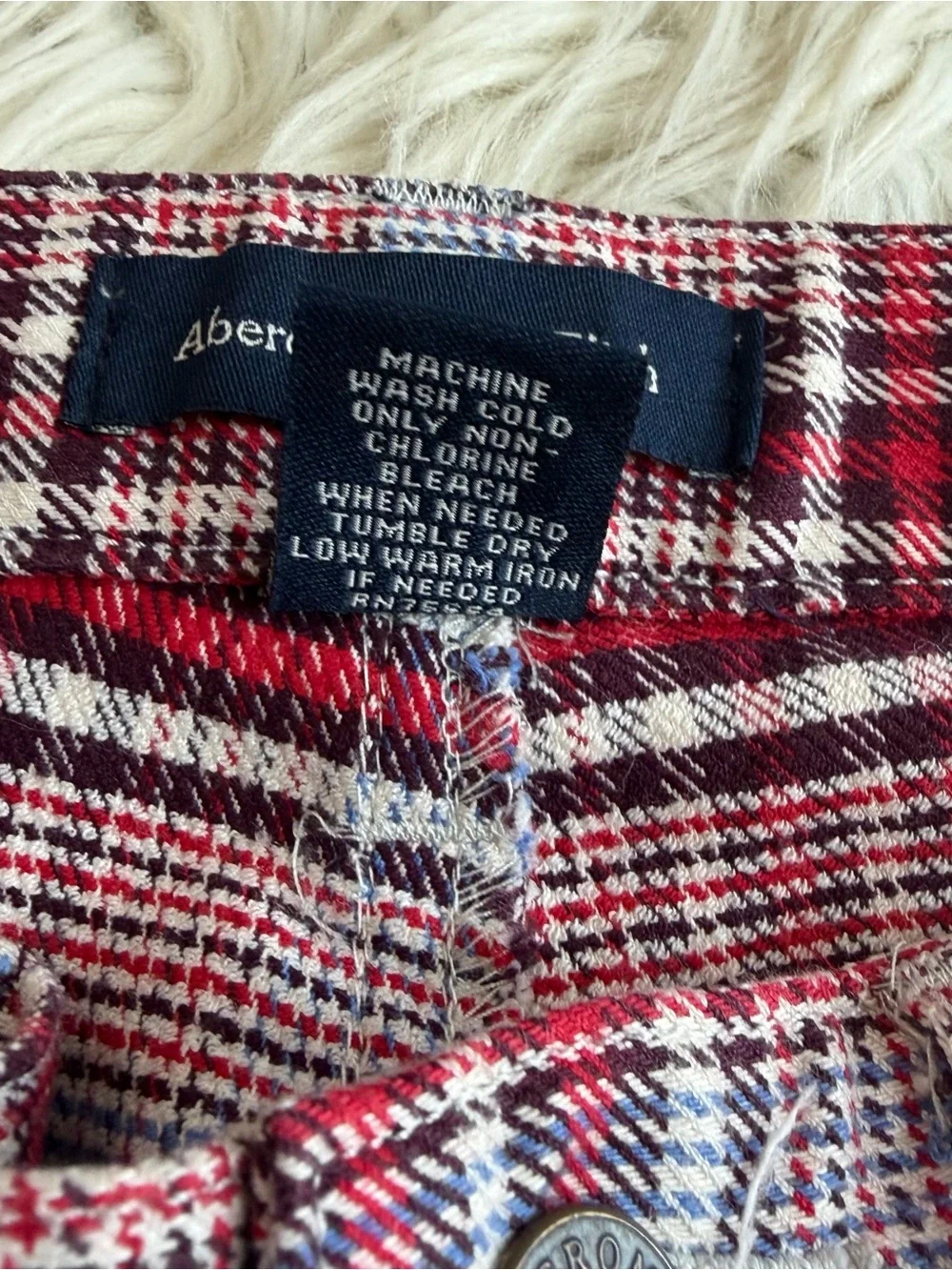 Y2K Abercrombie Fitch Flare Jeans Womens 0 Red Plaid Bell Bottom Mean Girls
